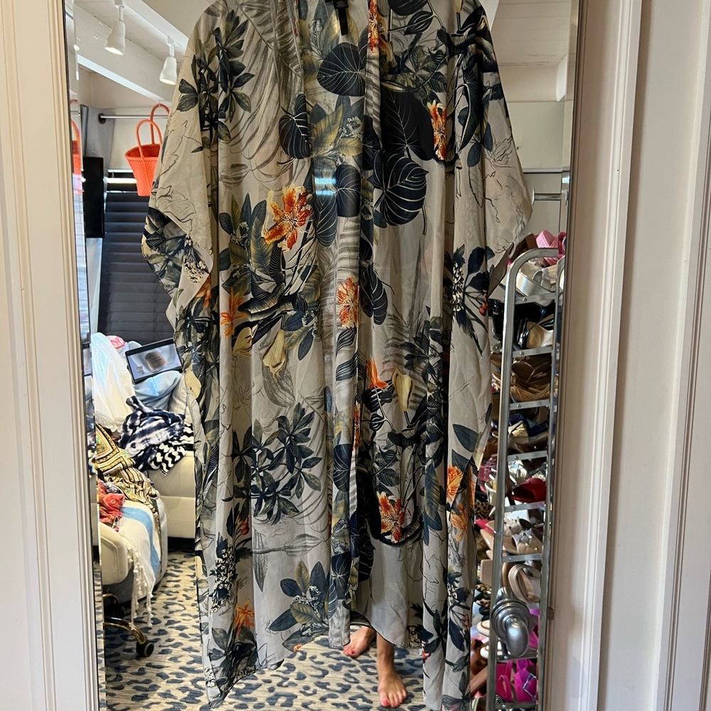 Modena green floral cover up one size